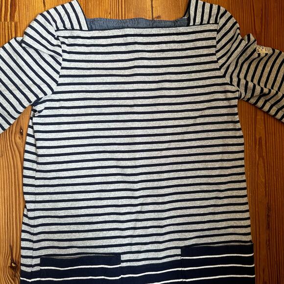 Joules nautical gray blue striped quarter sleeve midi dress SIZE 6 - Picture 2 of 4